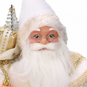 Zoom Babbo natale tessuto bianco e oro cmh45
