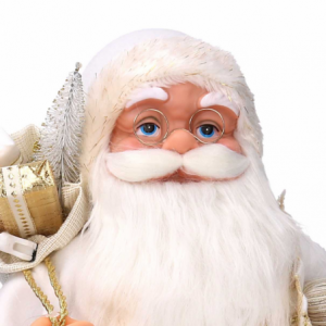 Zoom Babbo natale tessuto bianco e oro cmh80