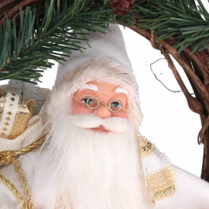 Zoom Babbo natale tessuto su ghirlanda bianco e oro cmh32/49