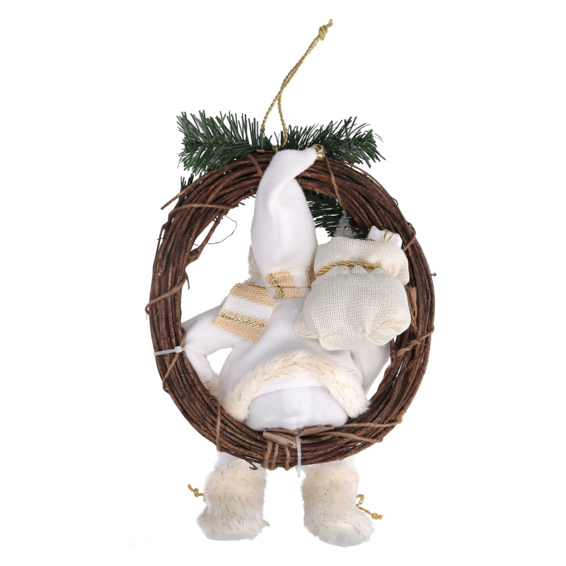 Babbo natale tessuto su ghirlanda bianco e oro cmh32/49