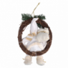 Babbo natale tessuto su ghirlanda bianco e oro cmh32/49