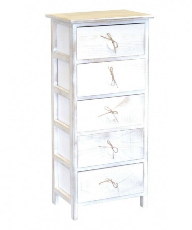 Cassettiera Love Beige in legno verniciato con 5 cassetti
