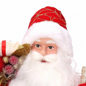Zoom Babbo natale tessuto rosso e oro con regali cmh45