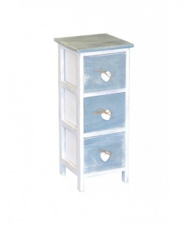 Cassettiera Love Blu in legno verniciato con 3 cassetti