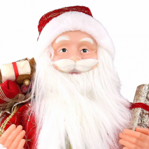 Zoom Babbo natale tessuto rosso e oro con regali cmh80