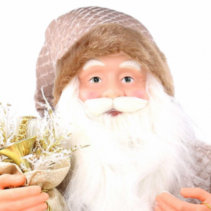 Zoom Babbo natale tessuto con lanterna oro cmh80