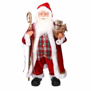 Babbo natale tessuto rosso con bastone cmh80