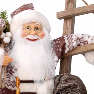 Zoom Babbo natale tessuto bianco su scala cmh45
