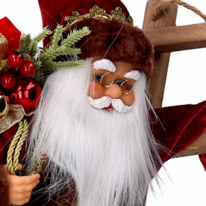 Zoom Babbo natale tessuto bordeaux su scala cmh45