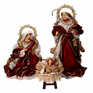 Zoom Presepe tessuto bordeaux con re magi cmh35,5