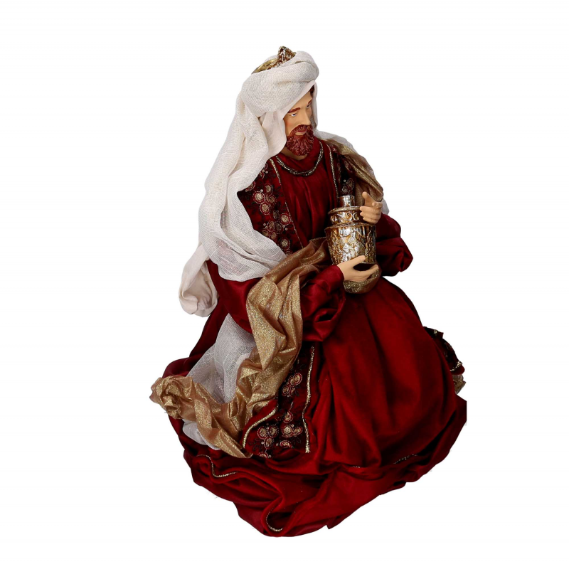 Presepe tessuto bordeaux con re magi cmh81