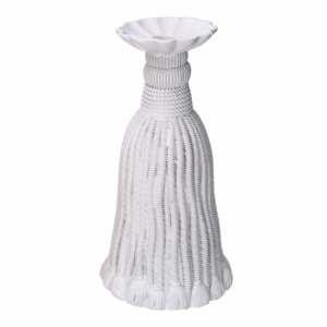 Portacandele resina nappina bianco cm ø14h25,6