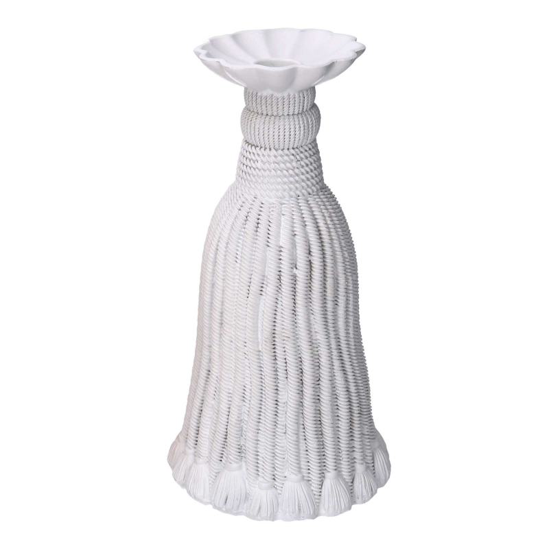Portacandele resina nappina bianco cm ø14h25,6