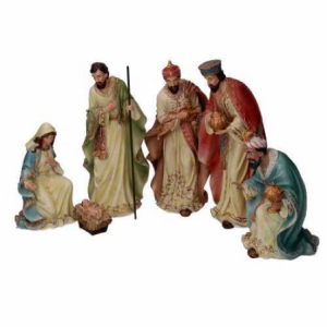Zoom Presepe resina con re magi oro cmh31