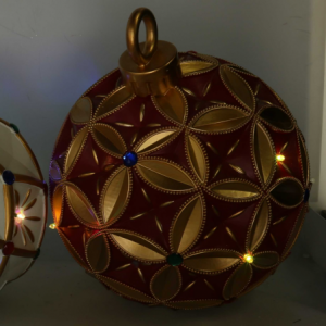 Zoom Sfera resina oro e con led rosso cm ø26h29,5