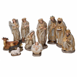 Zoom Presepe resina set 11pz oro cmh20