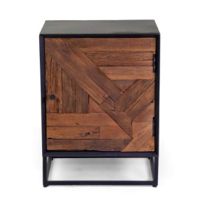 Zoom Mobile Comodino Legno Jaipur Naturale Top Nero cm 45x35h60