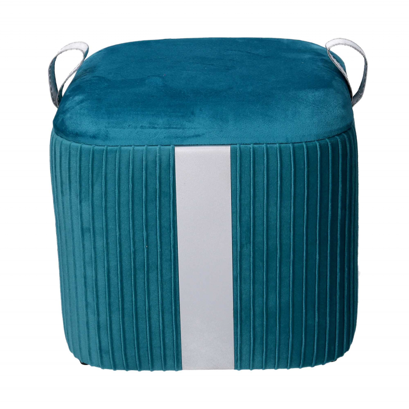 Puff contenitore velluto 1-3 turchese cm39x39h43