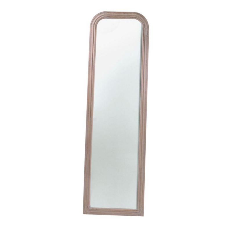 Specchio da terra legno crema anticato opaco ovale cm50xh170x2