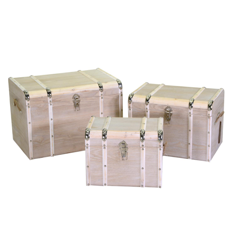 Baule legno 1-3 sbiancato rettangolare cm60x40h41