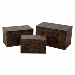 Zoom Baule legno ecopelle 1-3 marrone rettangolare cm 68x38h40