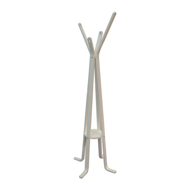 Attaccapanni a stelo legno bianco 4 braccia cm50h180