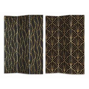 Paravento stampa 3 ante nero decori orocm120,6x2,5h180