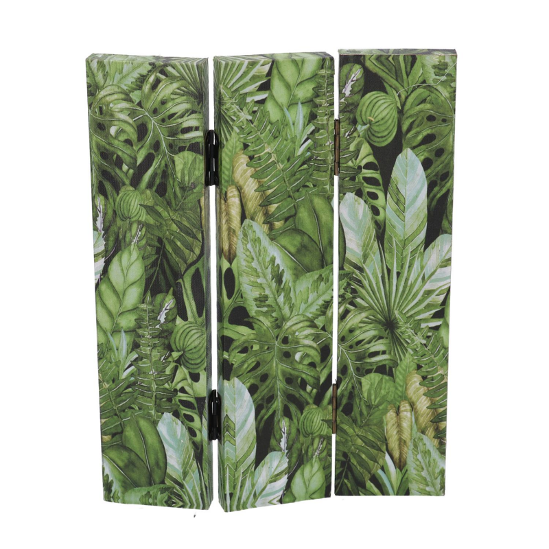 Paravento stampa 3 ante foglie verde cm120,6x2,5h180