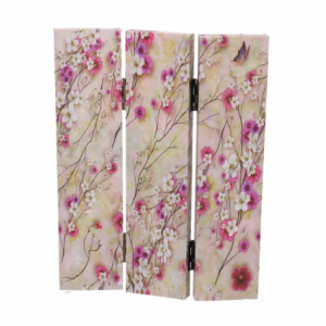 Zoom Paravento stampa 3 ante crema con rami fiori cm 120,6x2,5h180