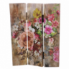 Paravento stampa 3 ante con fiori rosa cm120,6x2,5h180