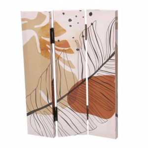 Zoom Paravento stampa foglie beige arancione3 ante rettangolare cm 120,6x2,5h180
