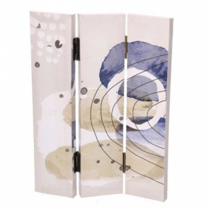 Zoom Paravento stampa cerchi bianco blu 3 ante rettangolare cm 120,6x2,5h180