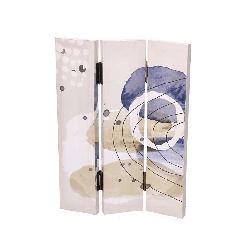 Paravento stampa cerchi bianco blu 3 ante rettangolare cm120,6x2,5h180