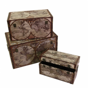 Baule ecopelle 1-3 mappamondo rettangolare cm59x36h33