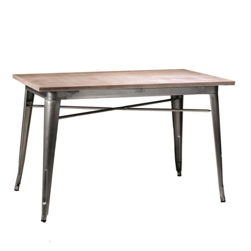 Tavolo ferro bristol top in legno galvanizzato cm160x80h76