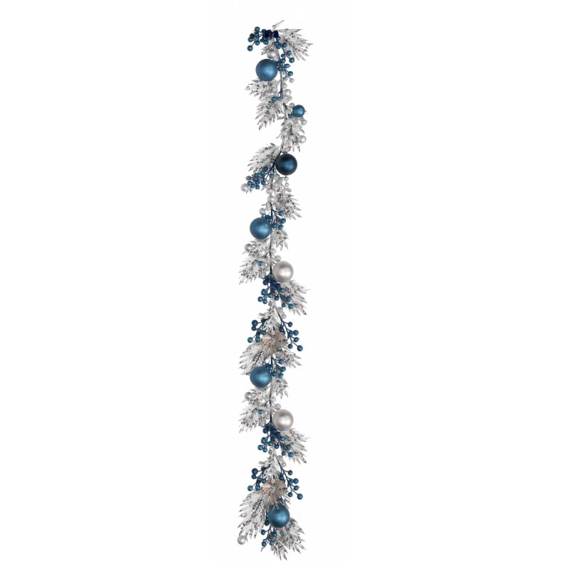 Festone plastica sfere argento e blu 125 cm decorazione casa
