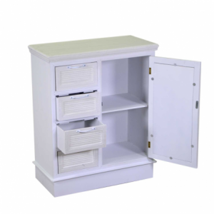 Zoom Cassettiera legno liverpool 1 anta + 4 cassetti bianco cm66x32h81