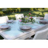 Set Tavolo polyrattan + 6 Sedie polyrattan adila bianco ghiaccio quadro cm 47x61h44/46/88