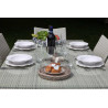 Set Tavolo polyrattan + 6 Sedie polyrattan adila bianco ghiaccio quadro cm 47x61h44/46/88