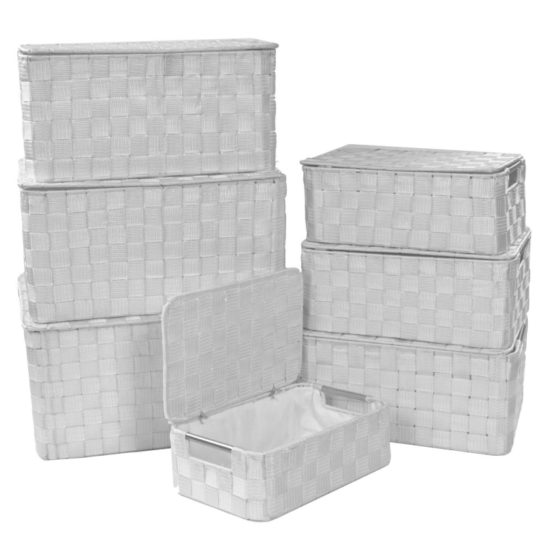 Scatola poliestere 1-7 bianco rettangolare c/manici metallo cm40x30h21,5