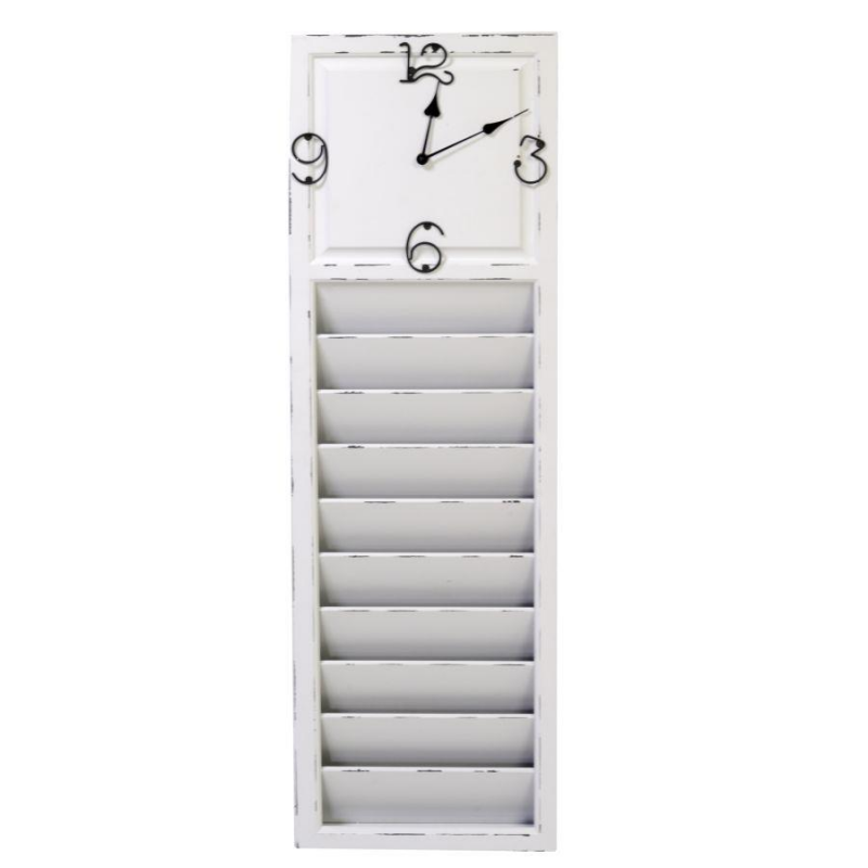 Orologio muro legno old time con portalettere cm30x6h100