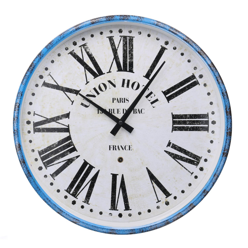 Orologio metallo azzurro bianco tondo cmø39x6