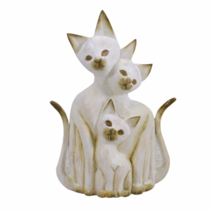 Zoom Gatto legno bianco marrone cm 26x7h40