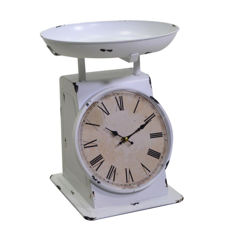 Orologio metallo bianco tondo cm29x27x29