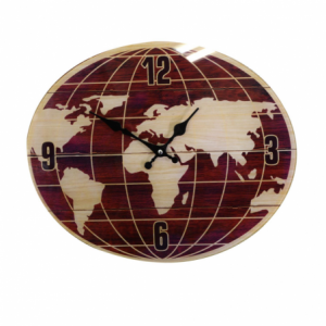 Orologio vetro mondo rosso ovale cm34x4h34