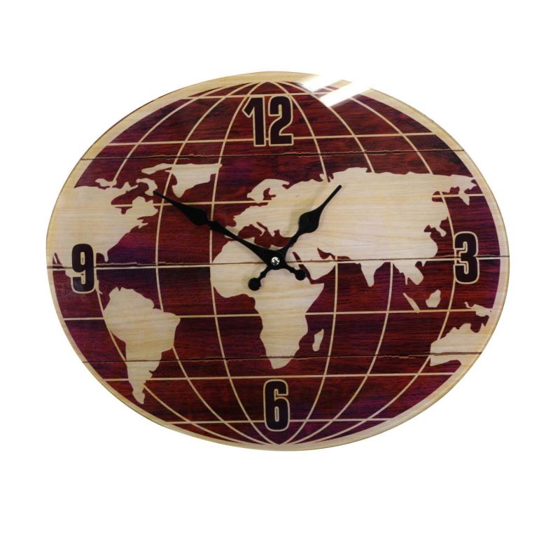 Orologio vetro mondo rosso ovale cm34x4h34