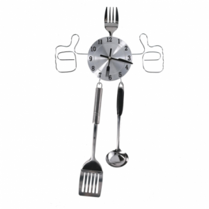 Orologio metallo posate argento cm58x33,5x4