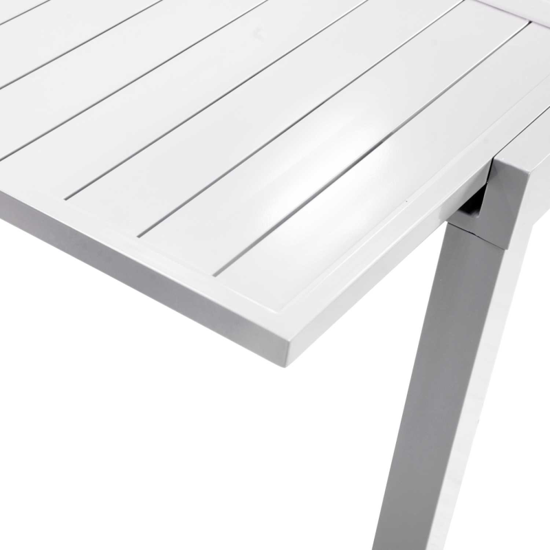 Set Tavolo alluminio + 4 Sedie alluminio sullivan bianco con textilene bianco cm 55x46h43/88