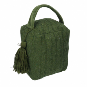 Zoom Fermaporta tessuto borsa verde quadro cm 12x10h15/20
