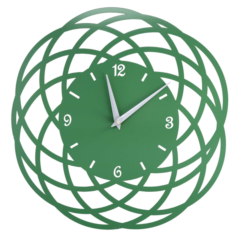 Orologio metallo cerchi verde tondo cm ø40h2